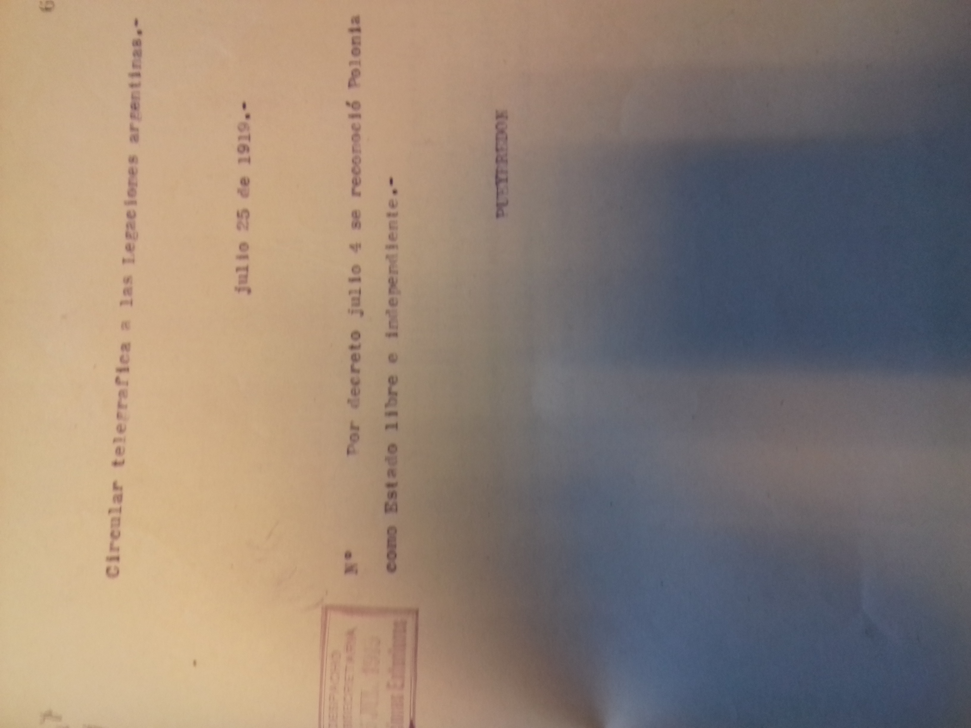 El reconocimiento argentino de Polonia como estado libre en 1919